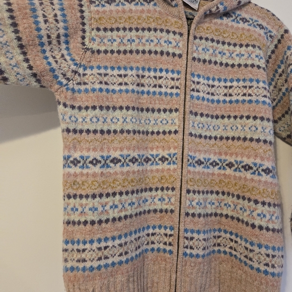 "Jamieson's Scottish Shetland Fair Isle Hoodie Crewneck Sweater Sz XL Pink Wool - Picture 3 of 9